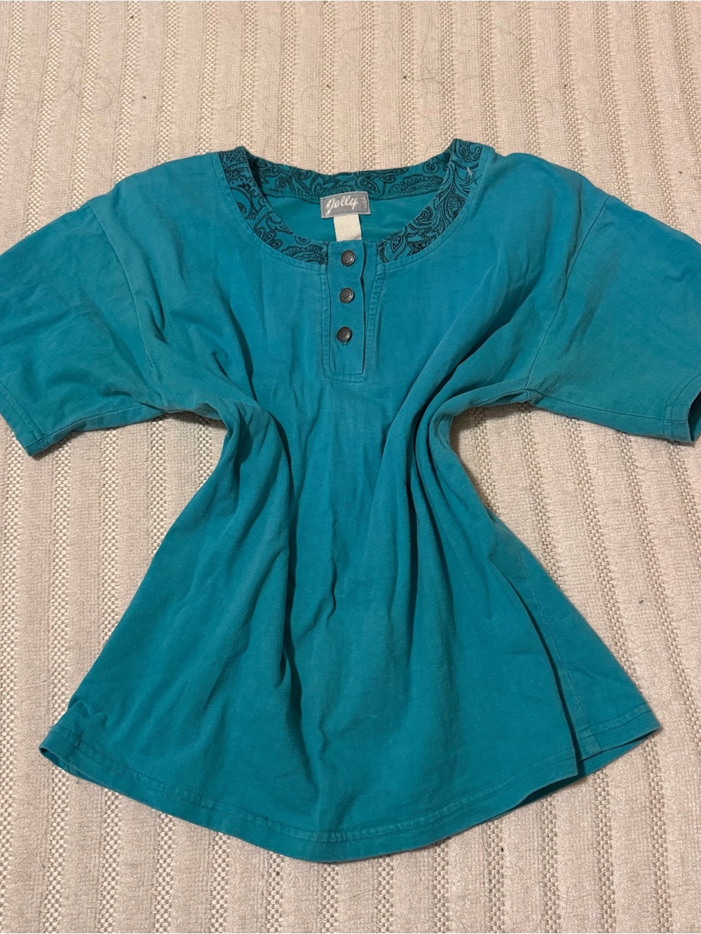 Teal Short-Sleeve Girls' Henley Top